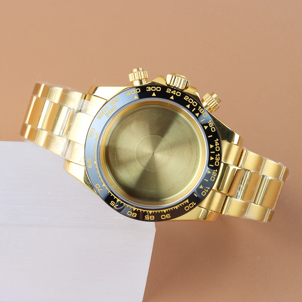 

40mm VK63 Sapphire glass Case Stainless Steel Bracelet Men's Chronograph Case Fit Daytona VK63 VK64 Quartz Movement 29mm Dial