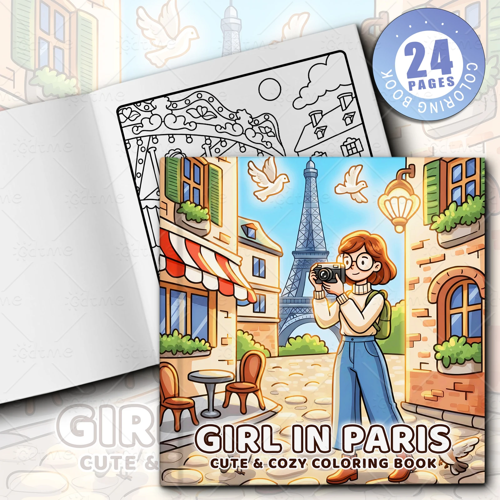 GIRL IN PARIS Bold-easy Patterns Coloring Book for Adults Cute Drawing Book Perfect Gift for Party and Birthday ﻿ image 2
