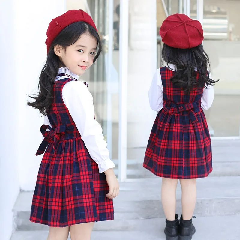 فستان قميص TikTok الفيروسية للربيع والخريف للفتيات - فستان أنيق للأطفال الكبار والمتوسط لعمر 4-12 سنة #3