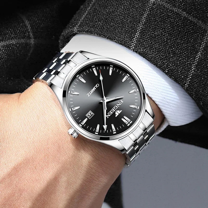 Business Men\'s Quartz Watch Top Brand Luxury Stainless Steel Waterproof Date Clock Fashion Casual Luminous Wrist Watches