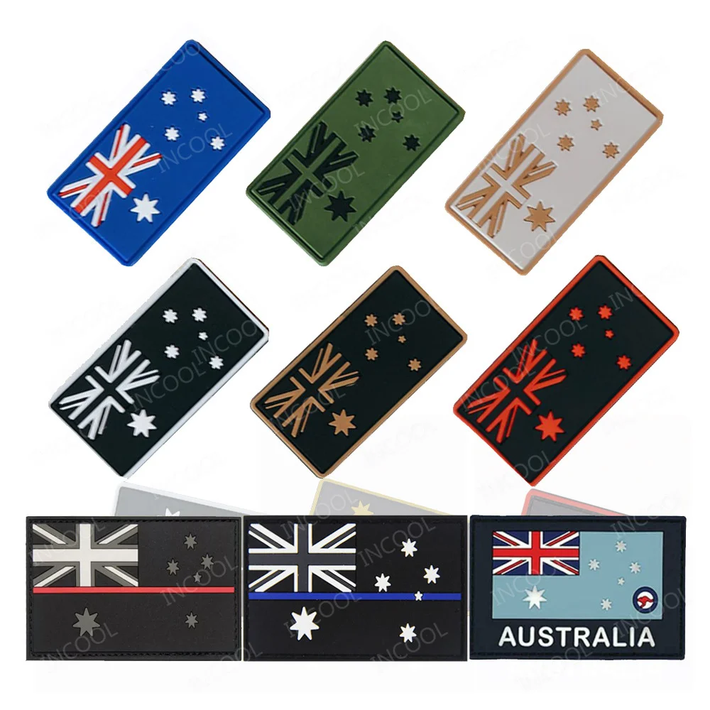Australia New Zealand Papua New Guinea Guam Samoa Flags Embroidered PVC Rubber IR Reflective Patches Appliqued Badges Chevron