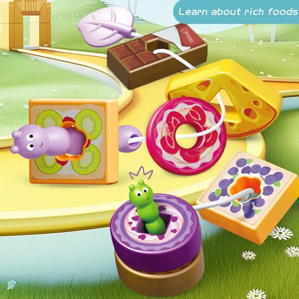 Kolorowa zabawka do sznurowania koralików Drewniana zabawka do sznurowania koralików Caterpillar dla maluchów Edukacyjna gra w sznurowanie koralików dla przedszkolaków