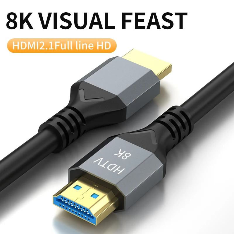 HDMI Cable 2.1 Splitter 4K@120Hz 8K@60Hz 48Gbps Adapter For EARC ARC HDCP Ultra High Speed Video Cable PC Laptop Projector HD TV