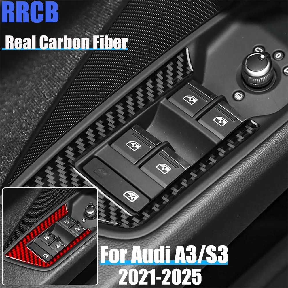 

Настоящее углеродное волокно, автомобильные аксессуары, накладка на дверное окно, мягкая наклейка на крышку для Audi A3 S3 8Y 2021 2022 2023 2024 2025