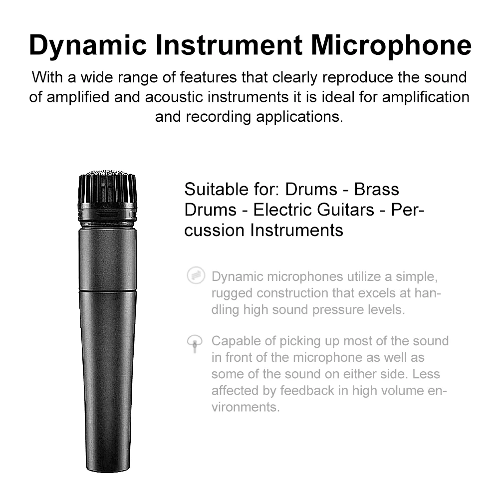 Microphone dynamique pour instrument - Qualité professionnelle et polyvalence pour les performances live et l'enregistrement