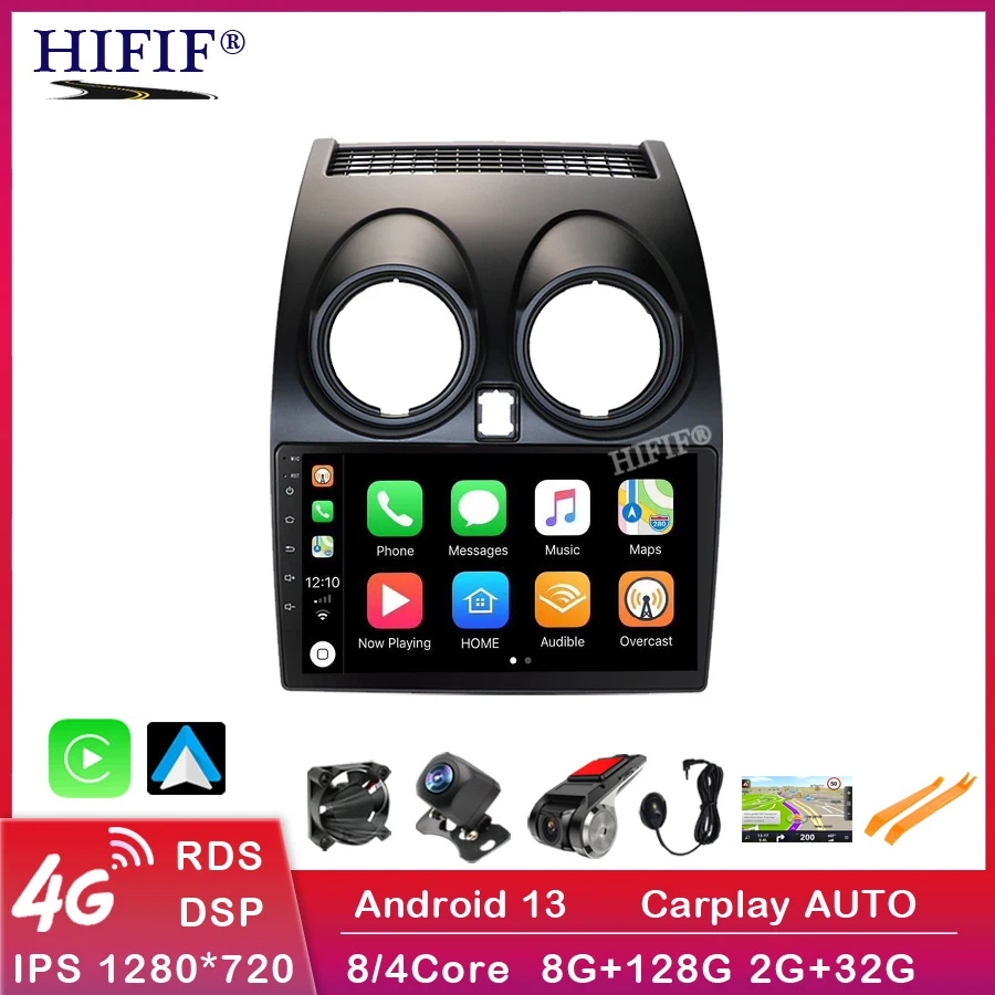 

2din 4G Android 13 Car Multimedia Player For Nissan Qashqai 2006 2007 2008 2009 2010 2011 2012 2013 GPS Navigation Head Unit
