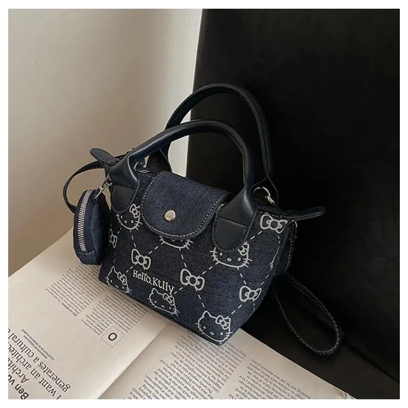 Kawaii مرحبا كيتي الدنيم محفظة لطيف الكرتون شخصية الكتف حقيبة ساعي دائم سستة جيب النساء الفتيات هدية