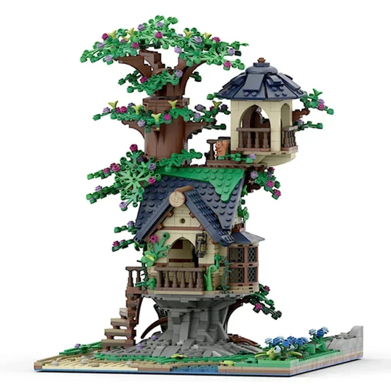 MOC-décennie s de Construction Modulaires en Briques, Modèle de Vue de Rue, Petite Maison d'Arbre Médiévale, Technologie, Cadeau de Noël, Ensembles de Bricolage