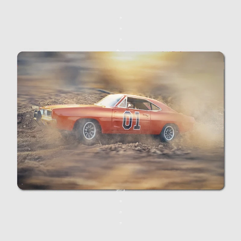 ملصق General Lee Dukes Hazard معدني من القصدير، شاحنة داخلية وخارجية، بار منزلي، ديكور جدار المطبخ والقهوة #1