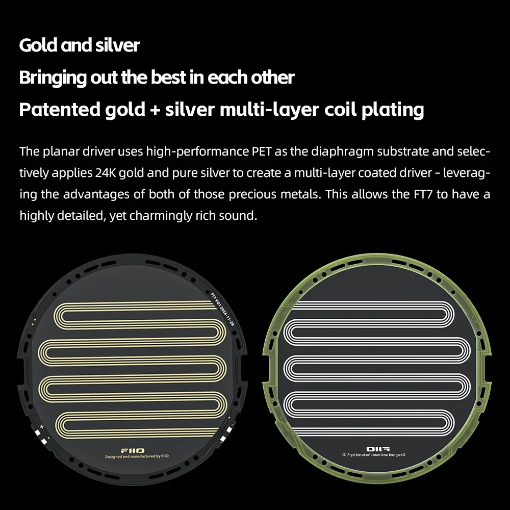 FiiO FT7 Золотая диафрагма с открытой спиной, 106 мм, большие плоские наушники, проводная гарнитура высокого разрешения, аудио, музыка, 4,4 мм, большой корпус из углеродного волокна