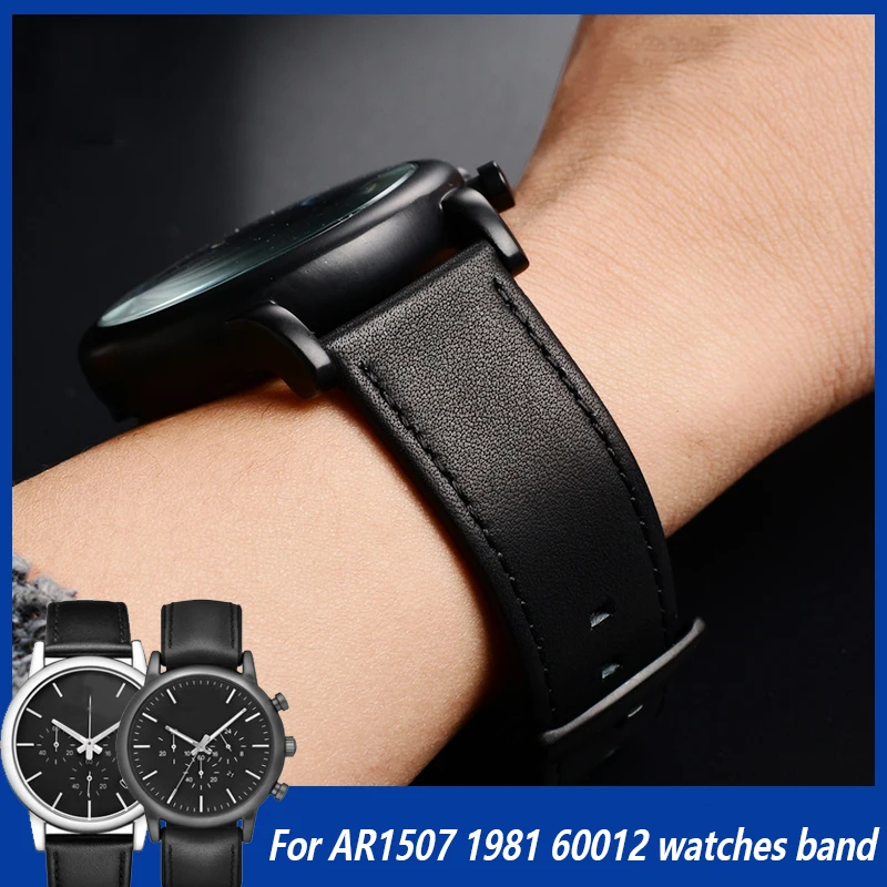 Cow genuine leather Watch strap men\'s for Armani AR1694|60012|1732|1692|1507|1981|AX2098 watches band 20mm 22mm black watchband