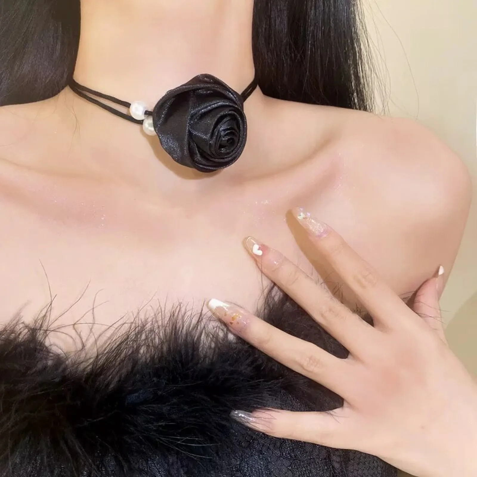 Metal Alloy Rose Camellia Choker Necklace Premium Durable Elegant Versatile Daily Wear Jewelry for Women Choker Jewelry