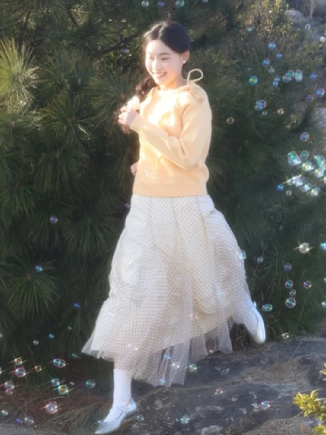 

Женский комплект Chang Tong: Нежный весенний модный комплект из двух предметов – удобный топ с длинным рукавом и юбка с высокой талией, повседневный наряд