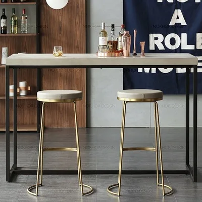 Nordic bar chair personalized high chair creative metal home bar stool golden dining chair and table