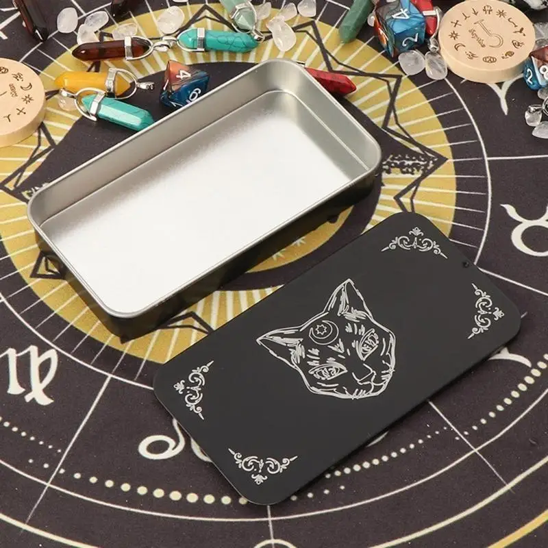 

652F tarots card Storage Box Iron tarots Card Storage Case Astrologys Trinkets Box for Fortune Telling, Witches Decoration