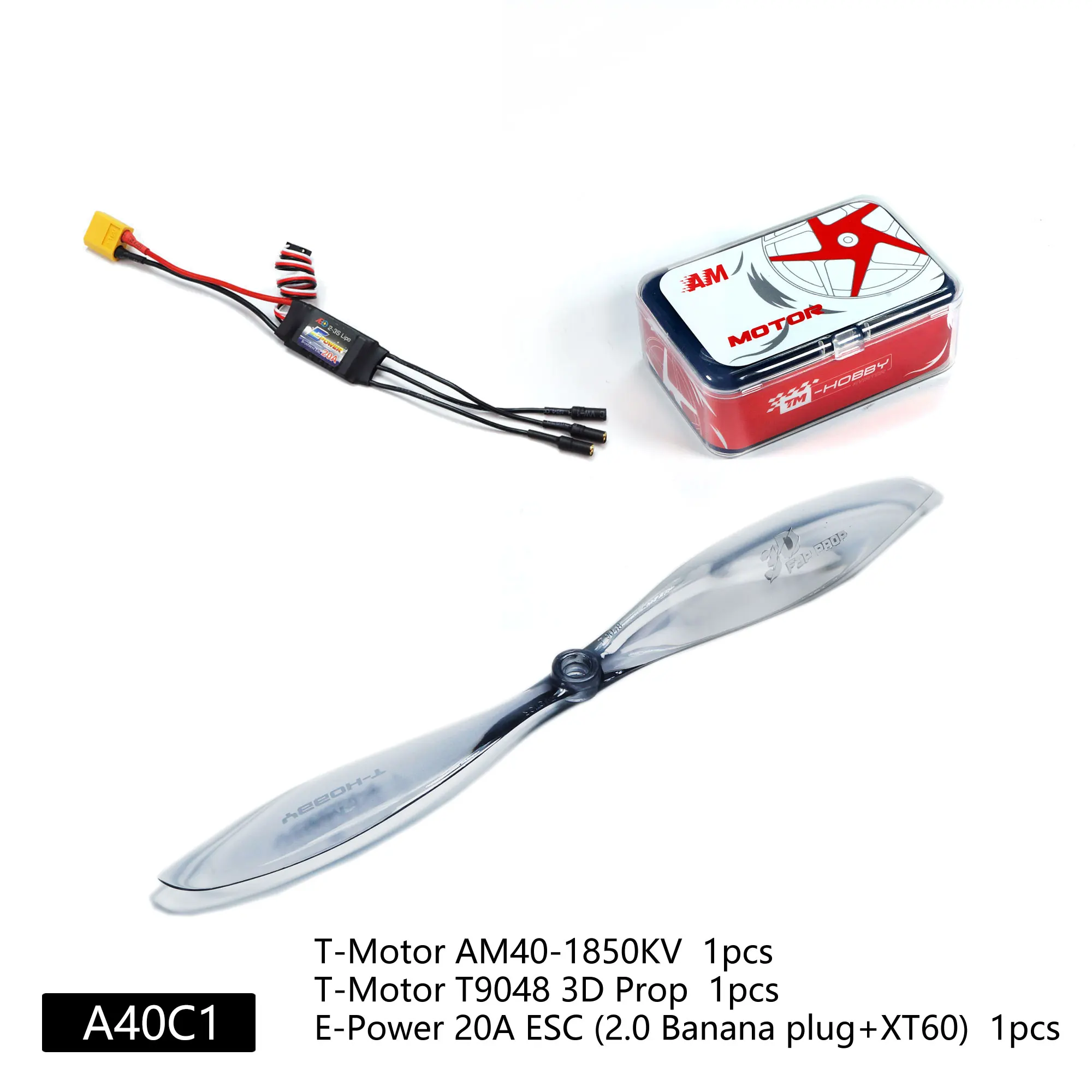 DW Hobby T-Motor AM40-1850KV Motor Combo with T9048 3D Prop / T904D 4D Prop + Optional 4D ESC 16A - RC Airplane Power System