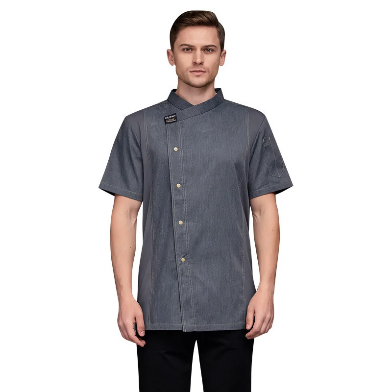 Catering Cooking grey Shirt Restaurant Kitchen Chef T-shirt Baker Work Uniform Hotel Clothes Cook Jacket Cafe Waiter Overalls