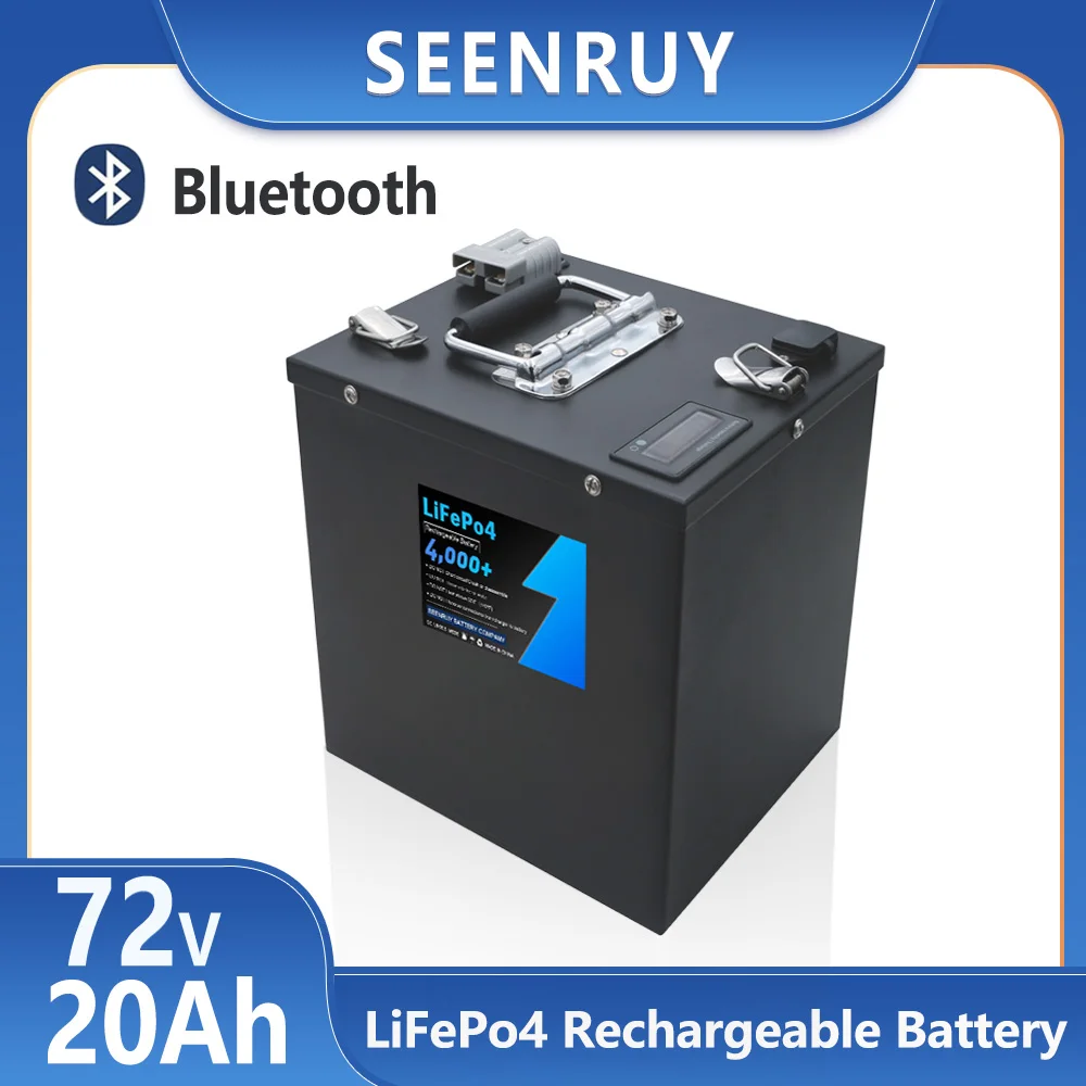 72v 20AH Lifepo4 Battery Pack Lithium Iron Phosphate Deep Cycle for motorcycle Golf Cart Built-in Bluetooth BMS + 5A Charger