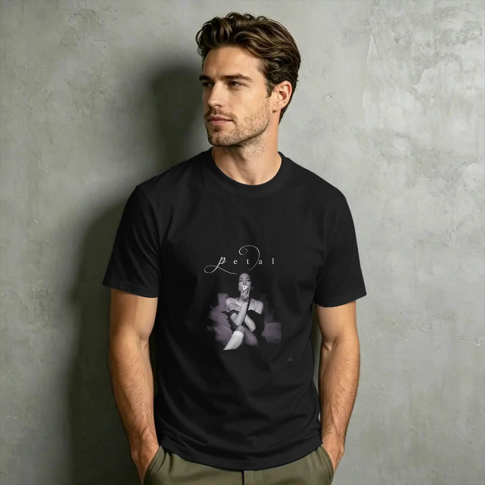 A-Ariana Grande Petal Core T Shirts for Men 100% Cotton Unique T-Shirt Crewneck  Tees Short Sleeve Clothing Printing