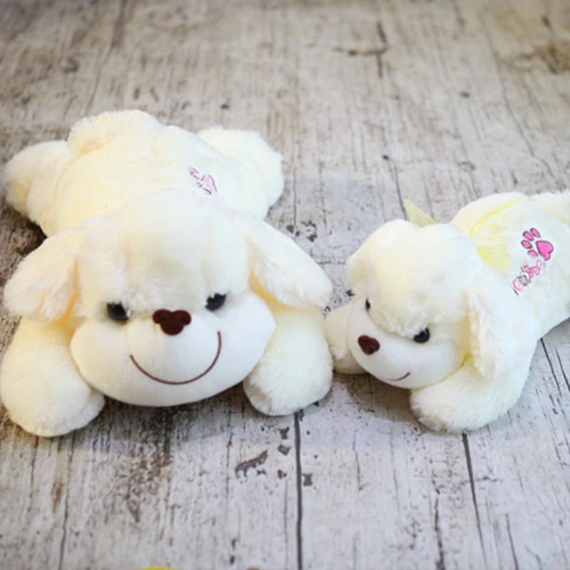 

New White Prone Puppy Fill Plush Toy Cute Embroidery Pattern Pillow Doll Cartoon To Send Friends Birthday Gift Children'S Toys
