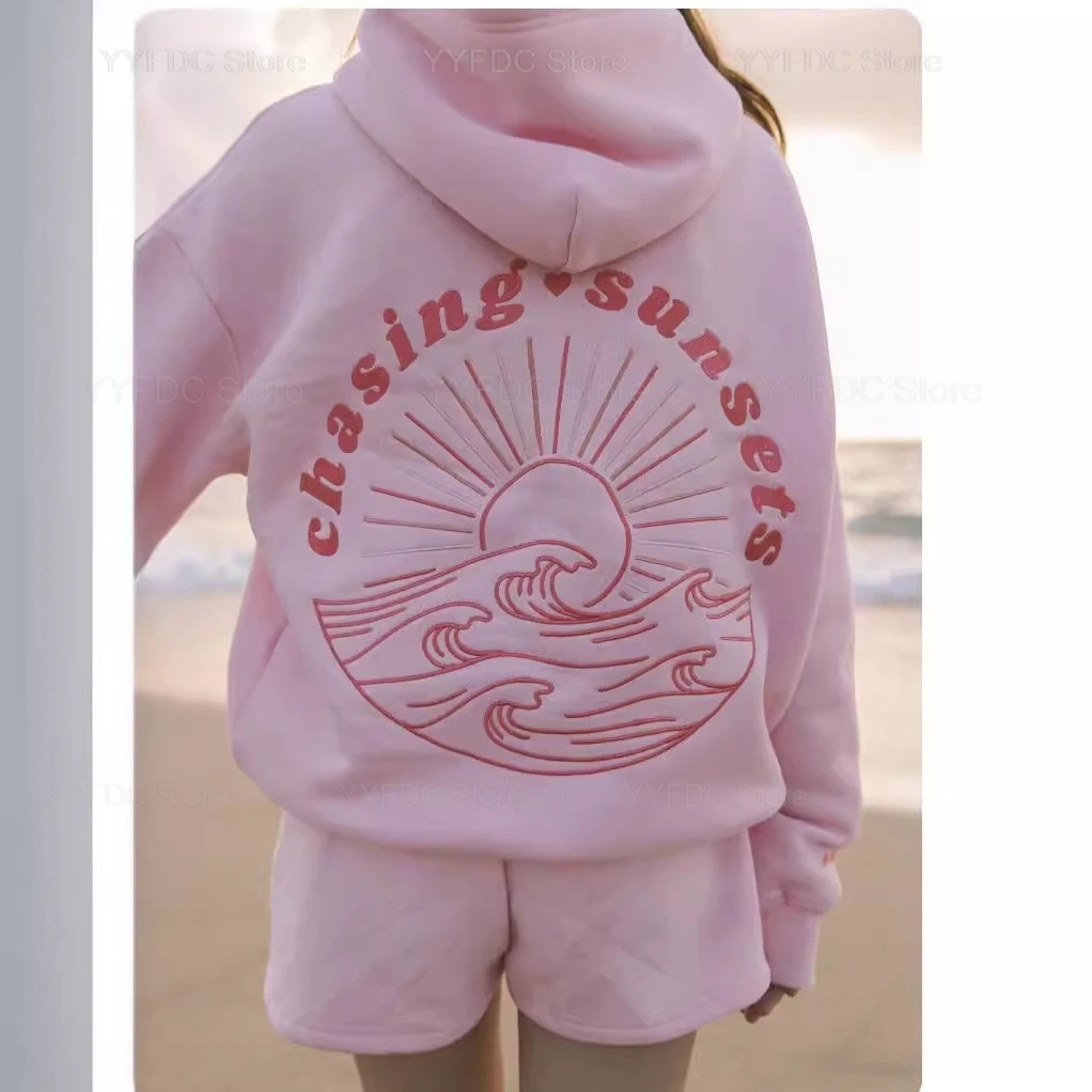 

Chasing Sunsets Print Hoodies Fashion Popular Aesthetic Women Men Sweatshirt Sunshine Streetwear Hip Hop Y2k Autumn Soft Hoodie