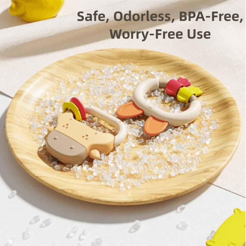 5/6Pcs Creative Silicone Cartoon Rattle Toys Animal Shape Soft Baby Health Teether Toys BPA Free Anti-Chew