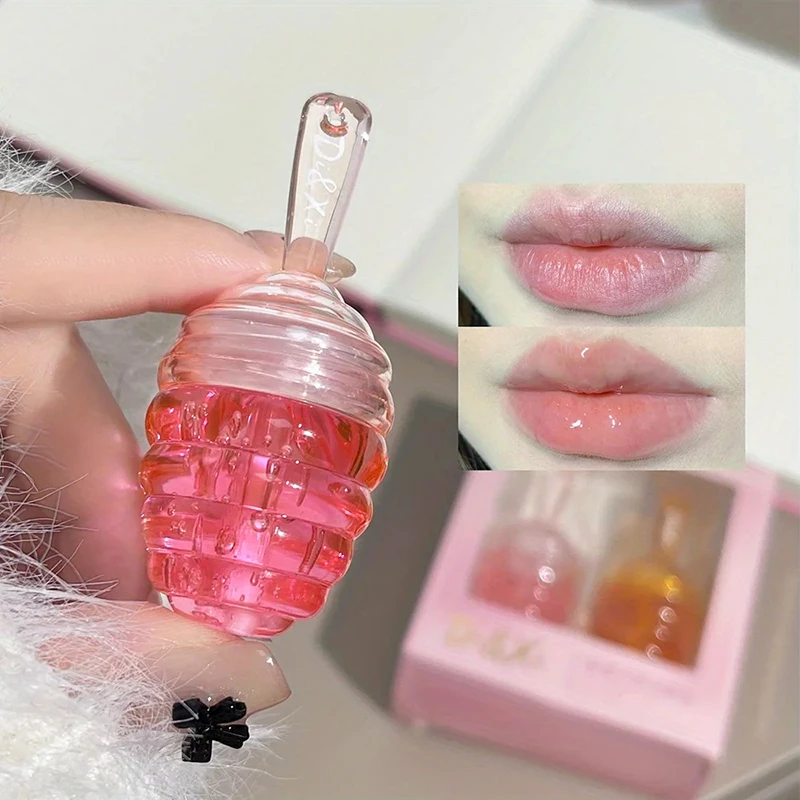 Small Honeypot Lip Oil Moisturizing Fading Lip Water Dudu Lips Waterproof Nonstick 24 Hours Long Lasting Cosmetic Makeup Care