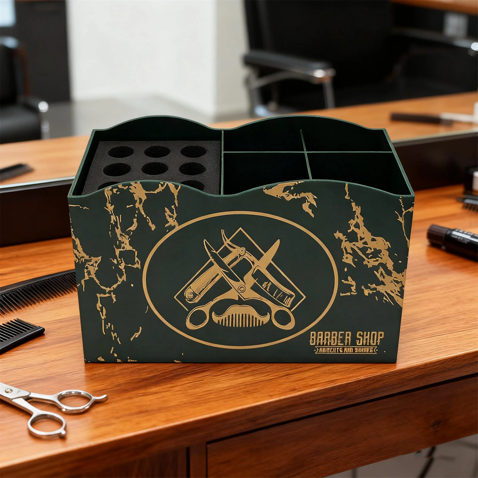 Desktop Shaver Organizer Rack Multi Grids Storage Holder For Hair Clipper Shaver Razor Scissors Barber Shop Organizer Accessory