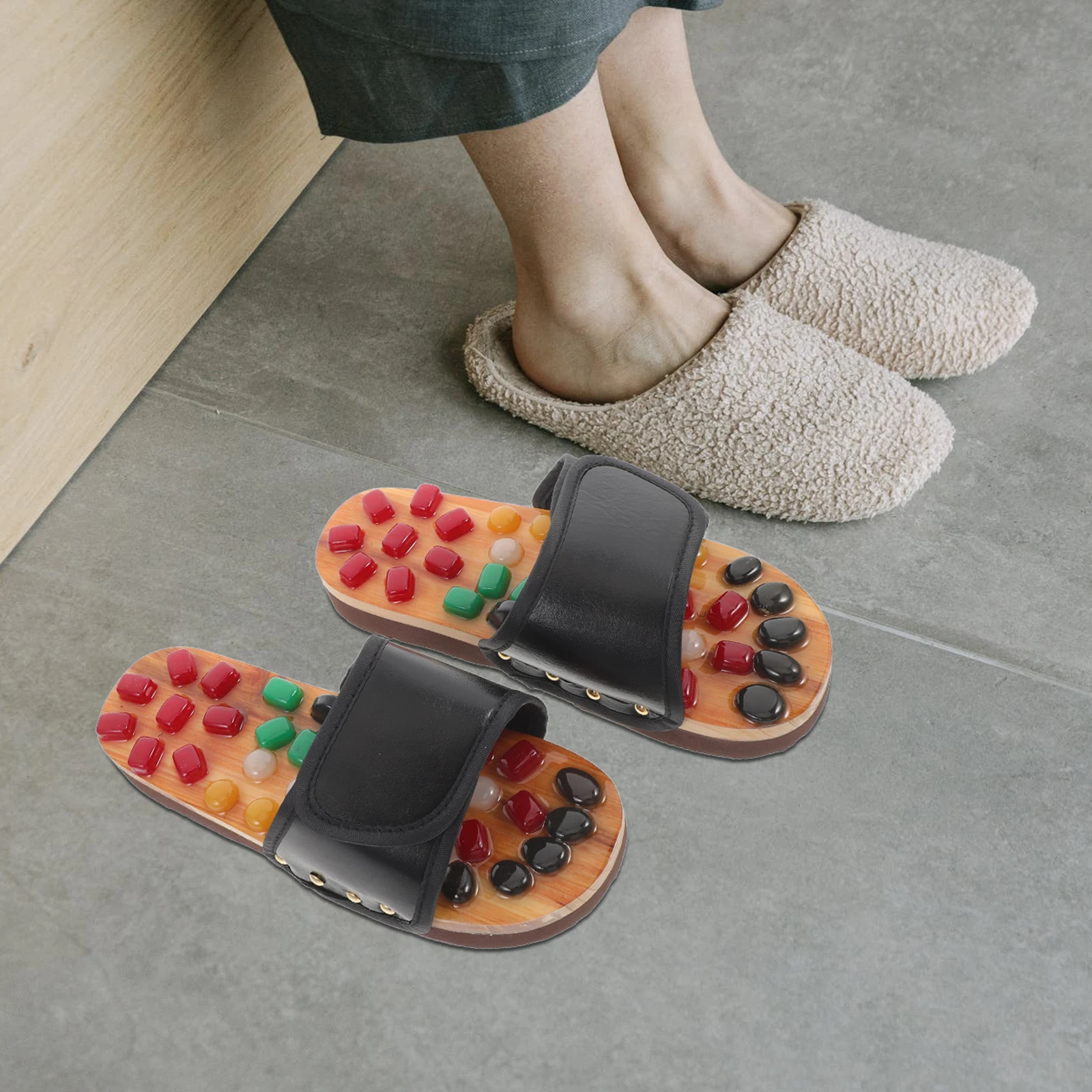 

Massage Slippers Foot Acupoint Health Care Acupuncture for Men Chinese Style Pain Shoes Sandals