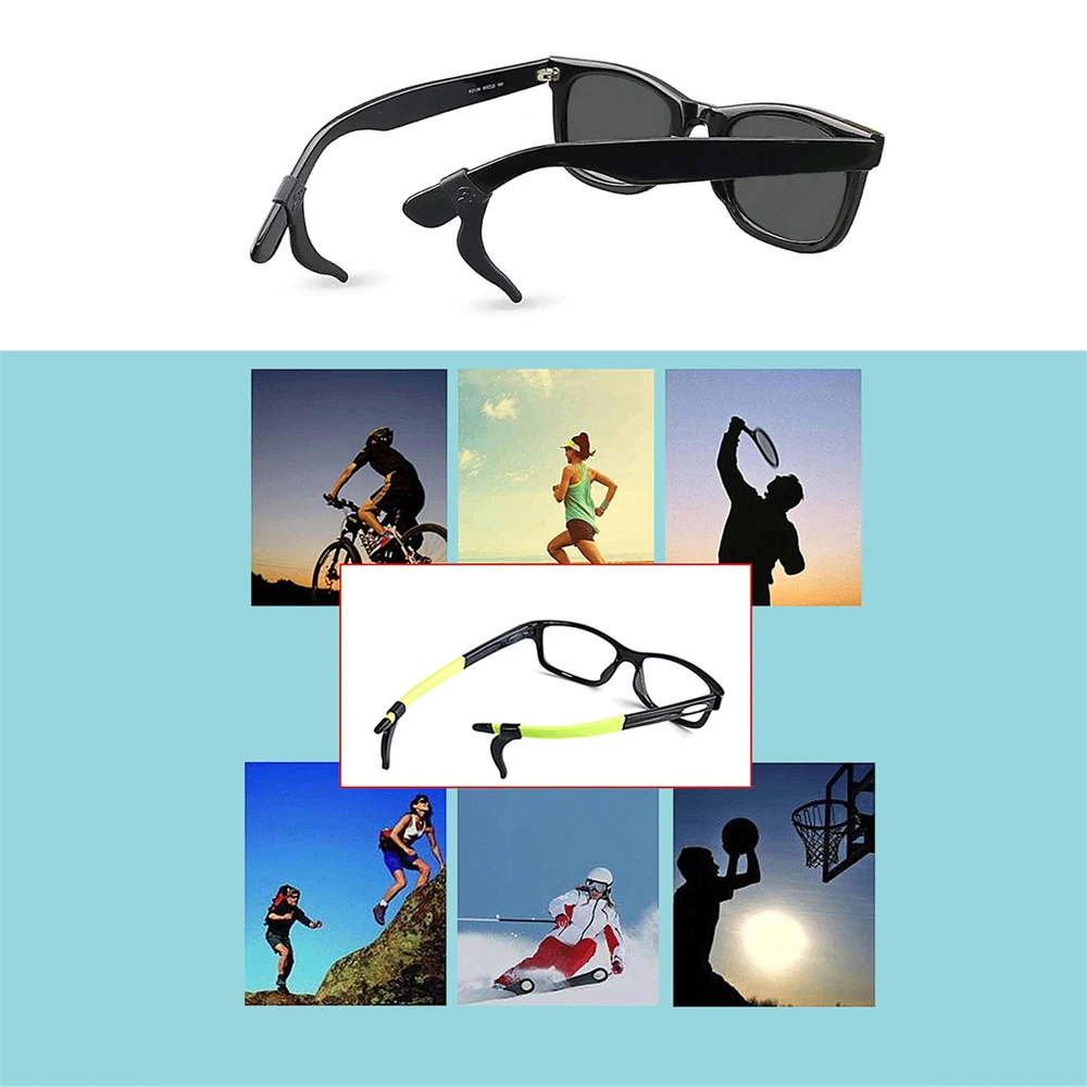 10PCS Silikon Anti-slip Ohr Haken Halter für Gläser Schwarz Elastische Brillen Retainer Halter Brillen Zubehör