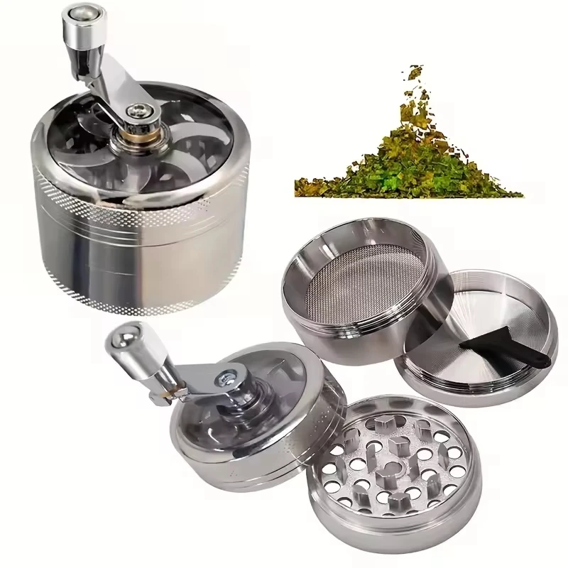 4-layer Tobacco Grinder 40MM Manual Metal Zinc Alloy Herb Mill Spice Crusher Smoke Grinder Hand Crank Miller Smoking Accessories
