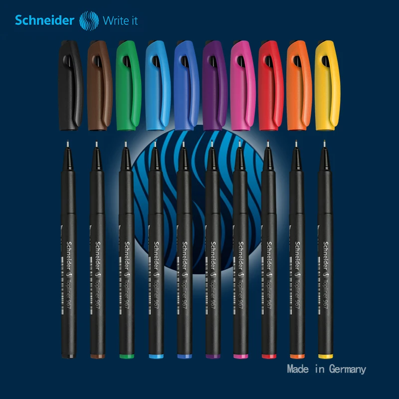 Schneider Fiber Pen 967 Gel Pen 0.4mm Art Design Hand-drawn Color Outline Pen Waterproof Drawing Sketch Pen School Supplies