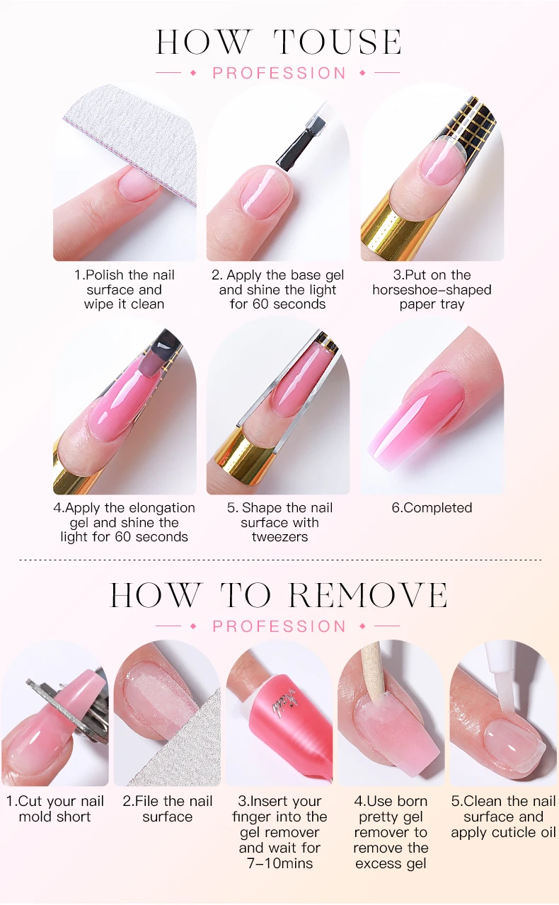 AS Schmerzfreies Natürliches Aufbaugel für Nägel TPO-Frei Selbstnivellierendes Gel für Nagelverlängerung Rosa Lack UV-LED-Gel – Detail 10