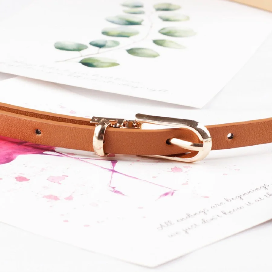 Women's Simple Solid Color PU Leather Thin Belt