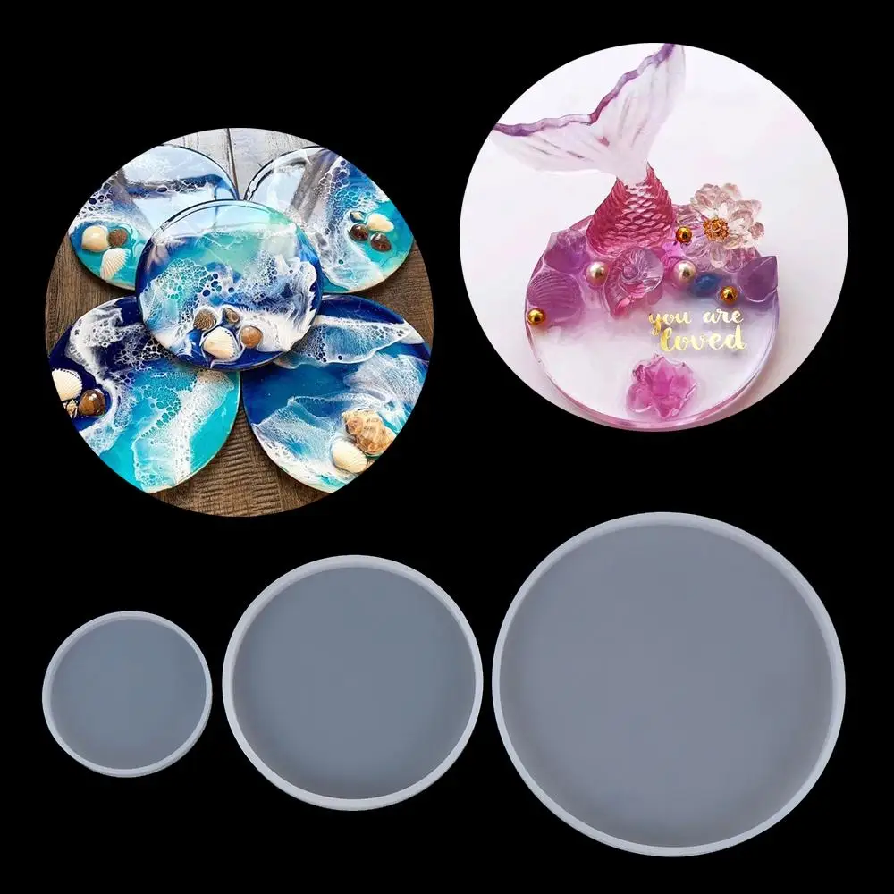 Handmade Cup Mad Fluid Arts Pendant Agate Jewelry Making Mould Round Coaster Mold Epoxy Resin Casting Molds