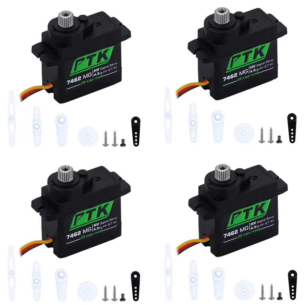 4PCS PTK 7462/ 7462W MG 9g Metal Gear Bionic Wing/Butterfly Servo High Frequency 180° Digital Servo 4.8V-7.4V For RC Model Parts