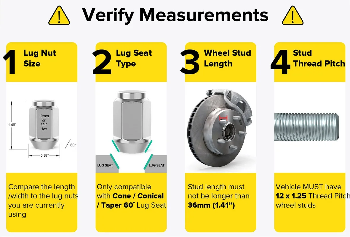 20PCS 12x1.25 Lug Nuts For Acorn Wheels | Closed End Bulge | 19mm 3/4\