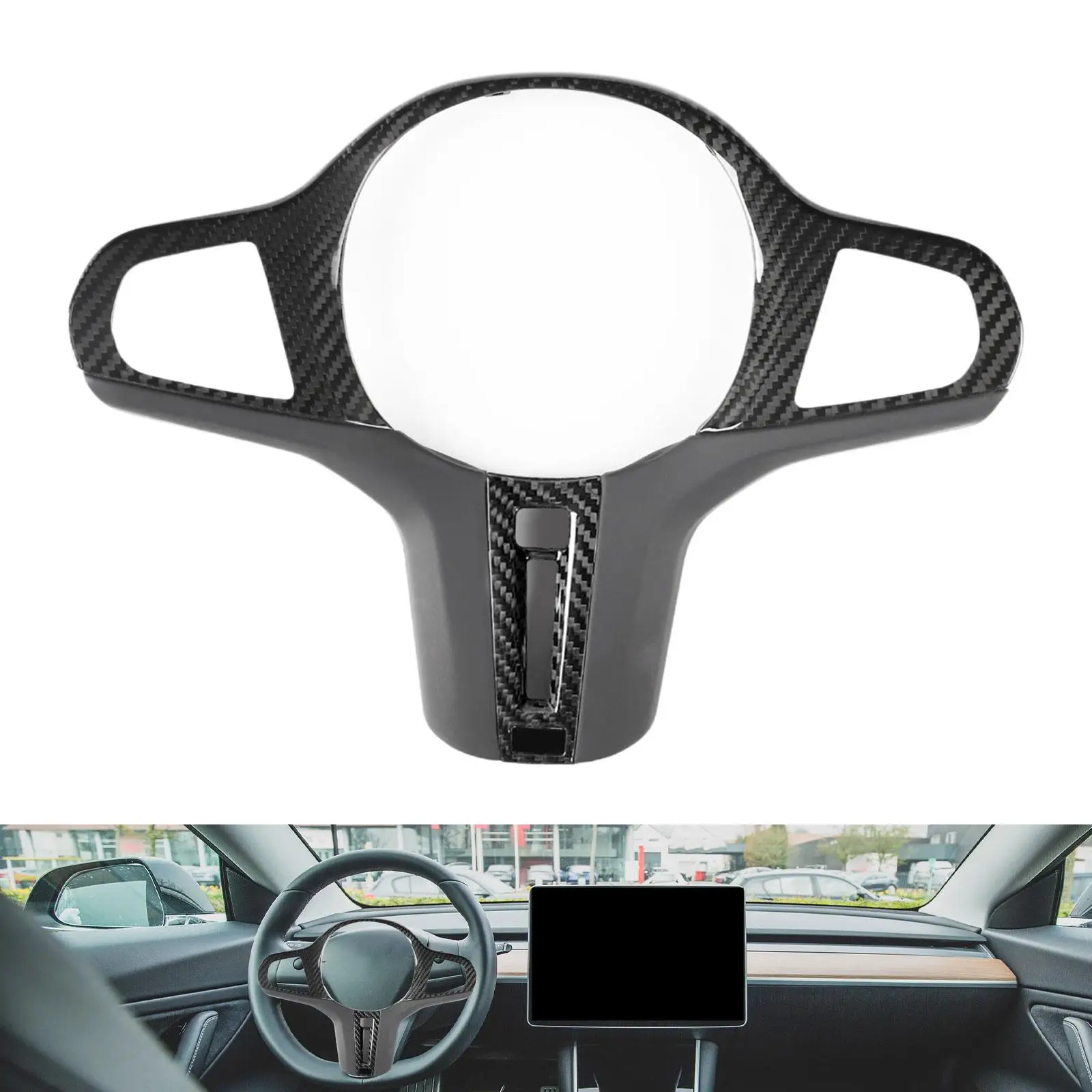 

Steering Wheel Panel Cover Decor Car Interior Parts Fashion Carbon Fiber
