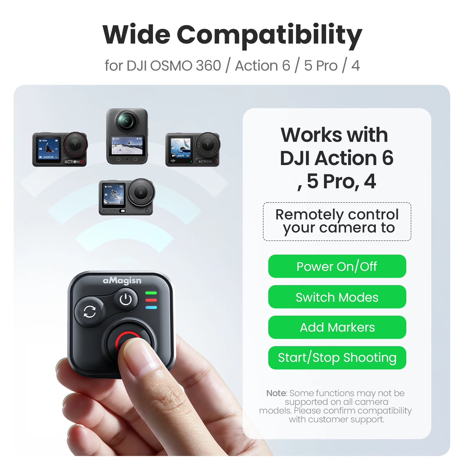 aMagisn 50M Controller otturatore fotocamera con telecomando Bluetooth per DJI OSMO 360 / Action 6 / 5 Pro / 4 Accessori fotocamera