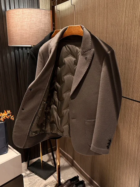 

Business Class Removable down Inner Double-Faced Woolen Men's Mid-Length Suit Collar Coat Warmth Fashionable Winter Outerwear