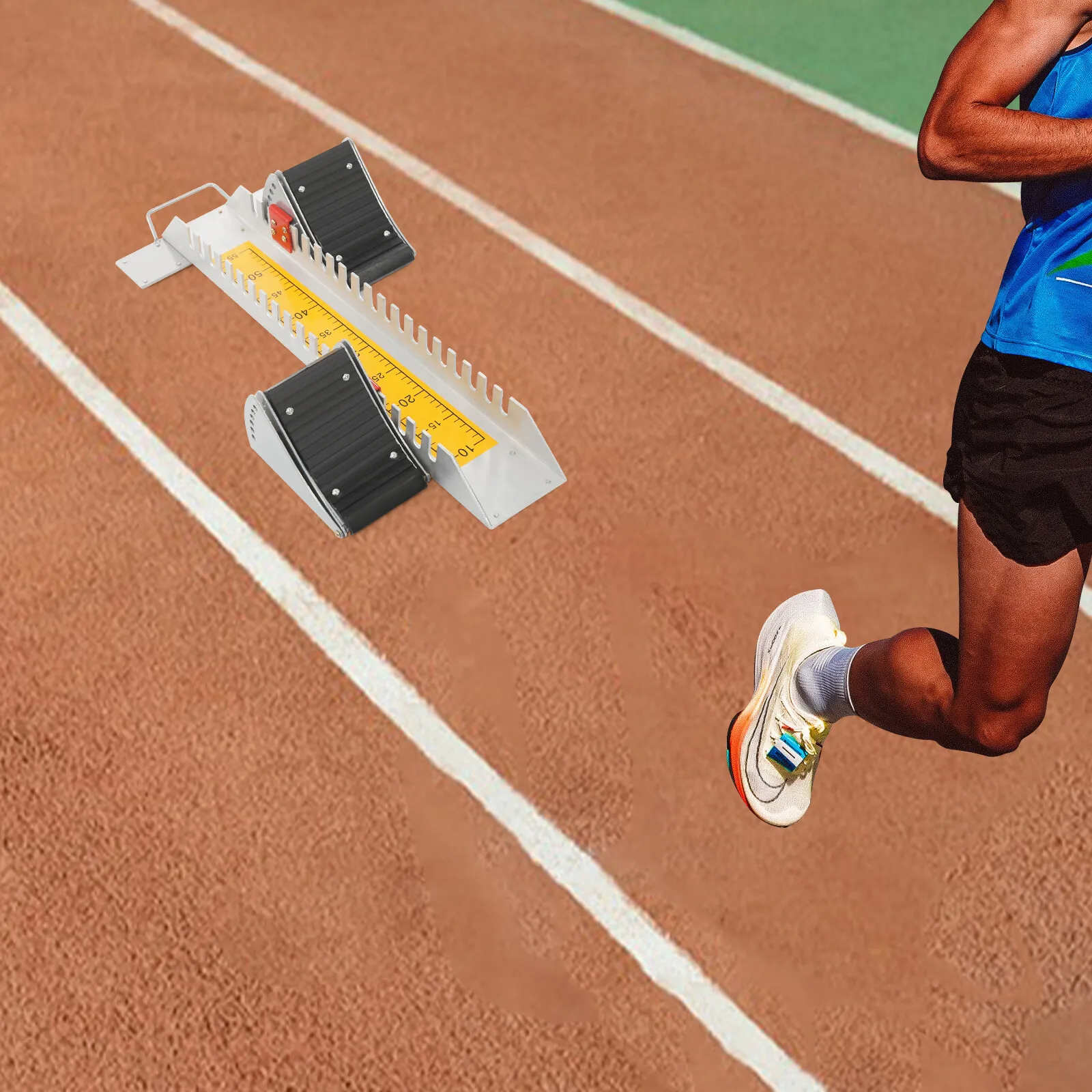 Silver&Yellow Track Starting Block With 2 Pedals - Spring Lock For Quick Adjustment, Suitable For Professional Competition