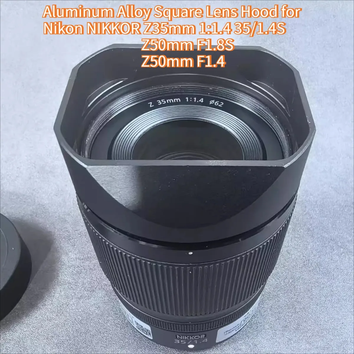 

Aluminum Alloy Square Lens Hood with Metal Cap for Nikon NIKKOR Z 35mm 1:1.4 35/1.4S Z50mm F1.8S Z50mm F1.4 Camera Accessories