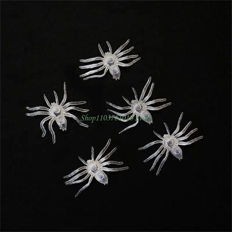 U55D Set of 10 Luminous Spiders Halloween Decorations Holiday Adornment for Garden