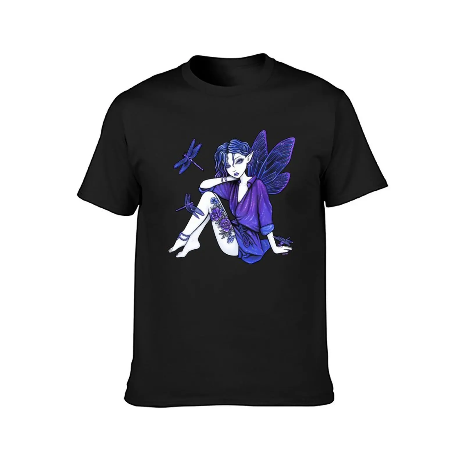 Cassie Purple Blue Dragonfly Fairy T-Shirt customs aesthetic clothes quick drying Blouse mens tall t shirts