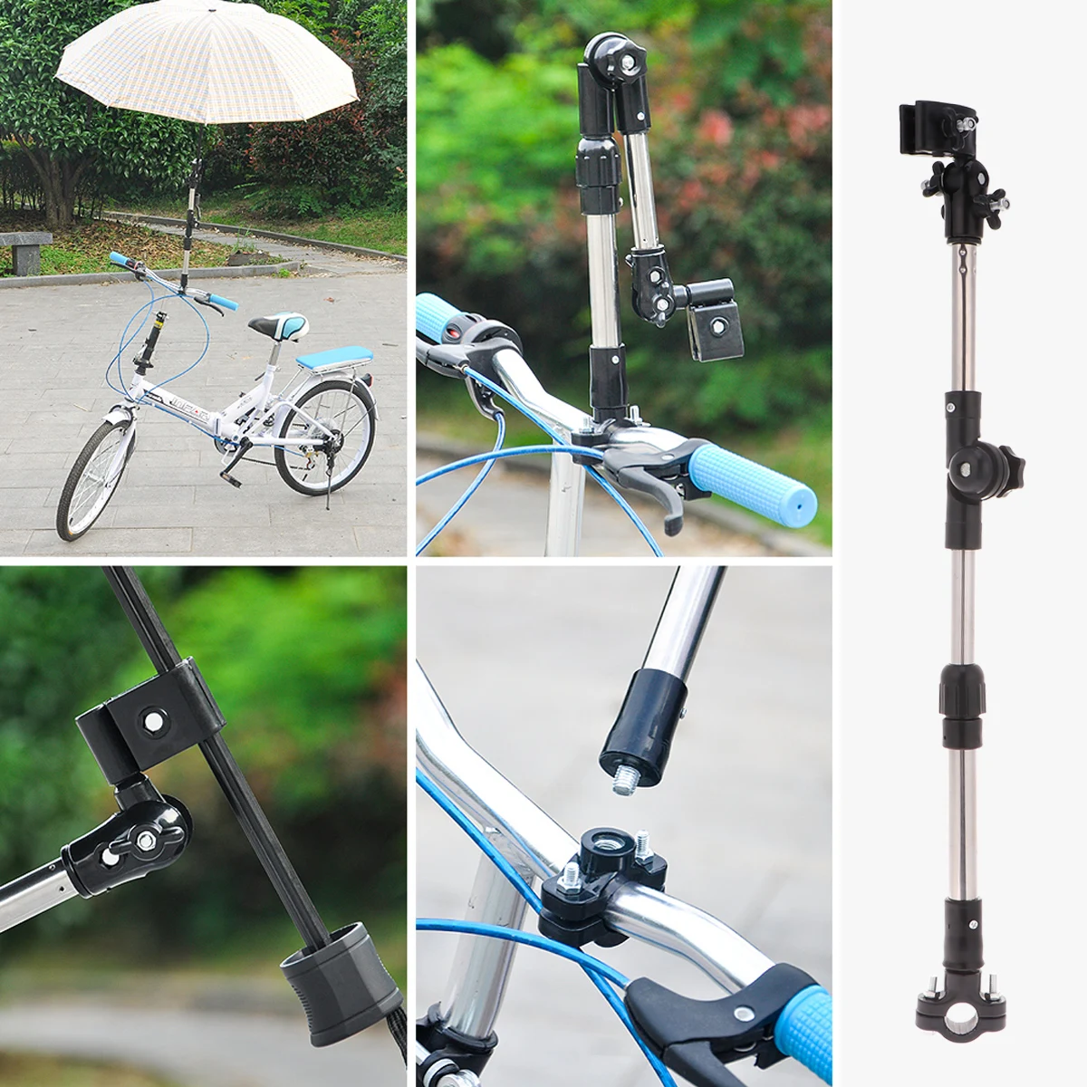 

1Pcs Bike Umbrella Stand Retractable Folding Detachable Black Holder Sun Shade Rain Protection Bicycle Umbrella Bracket