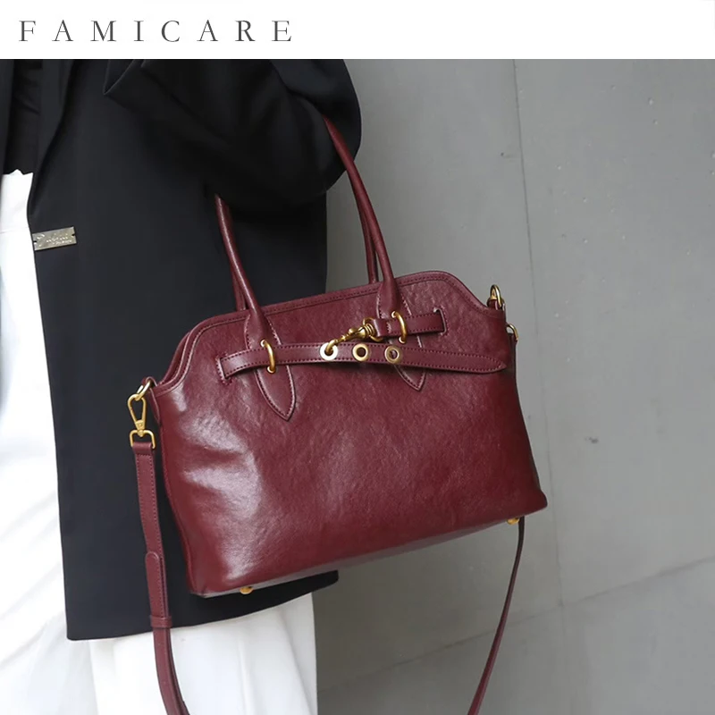 

2025 New Women's Tote Bag Lady Versatile Leather Handbag Girls Single Shoulder Underarm Bag Student Commuting Premium Crossbody