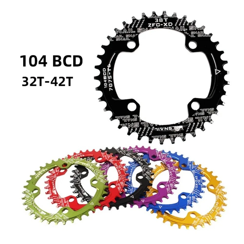 104BCD Bicycle Chainwheel Wide and Narrow Teeth 32T 34T 36T 38T Chain Ring Support 7-12 Speed System Round Disc Tooth Plate