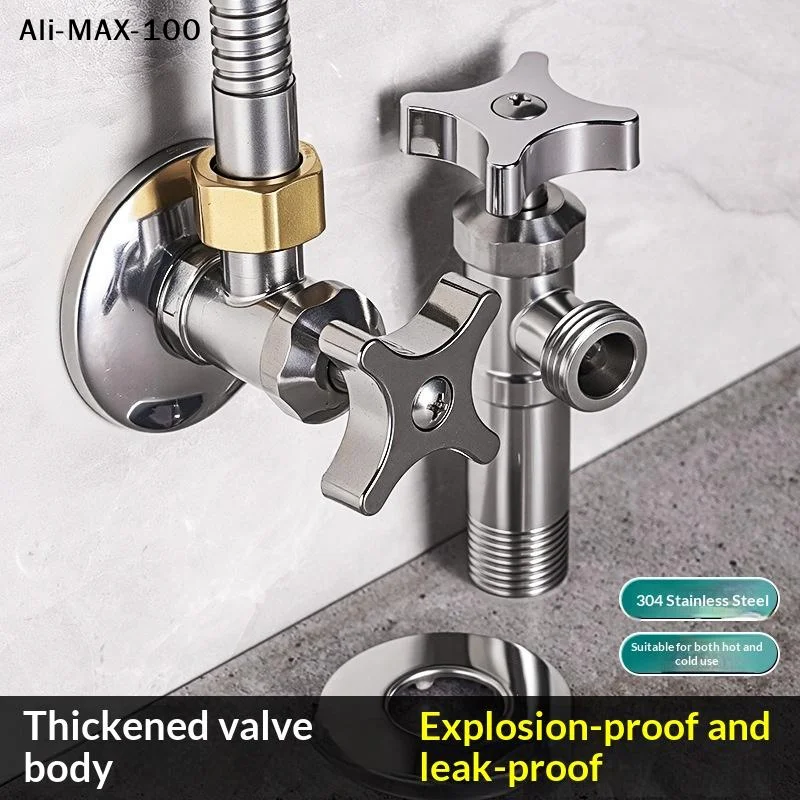 

【AyS】1 комплект толстых треугольных клапанов для горячей и холодной воды из нержавеющей стали, быстродействующие треугольные клапаны для ванной комнаты, аксессуары для смесителей