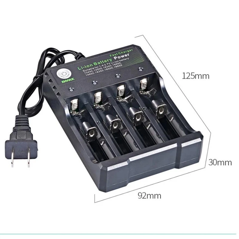 18650 Battery Charger Black  AC 110V 220V Dual For 18650 Charging 3.7V Rechargeable Lithium Battery Charger