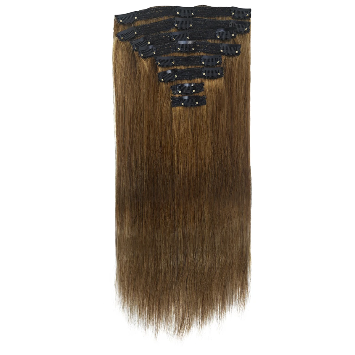 Rechte Clip In Haarverlenging 100% Echt Menselijk Haar 12-26 Inch Medium Lichtbruin #6 120G Voor Salon Hoge Kwaliteit Met 18Clips